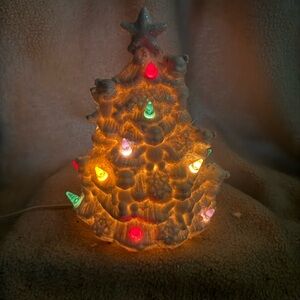 Ceramic sparkly ready bear Christmas tree with lights. No chips or breaks
